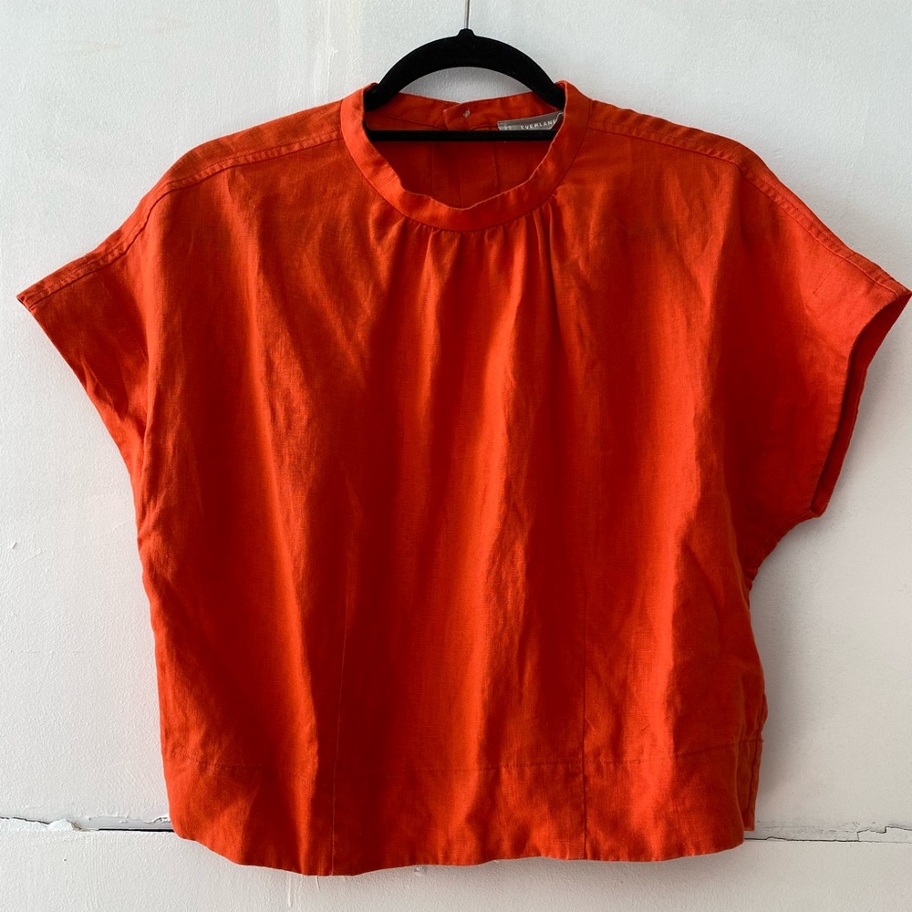 Everlane The Linen Drape Top Size 2 Cayenne